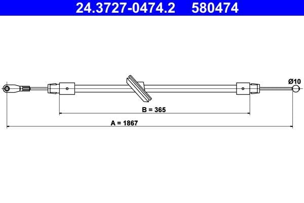 Cablu, frana de parcare ATE 24.3727-0474.2