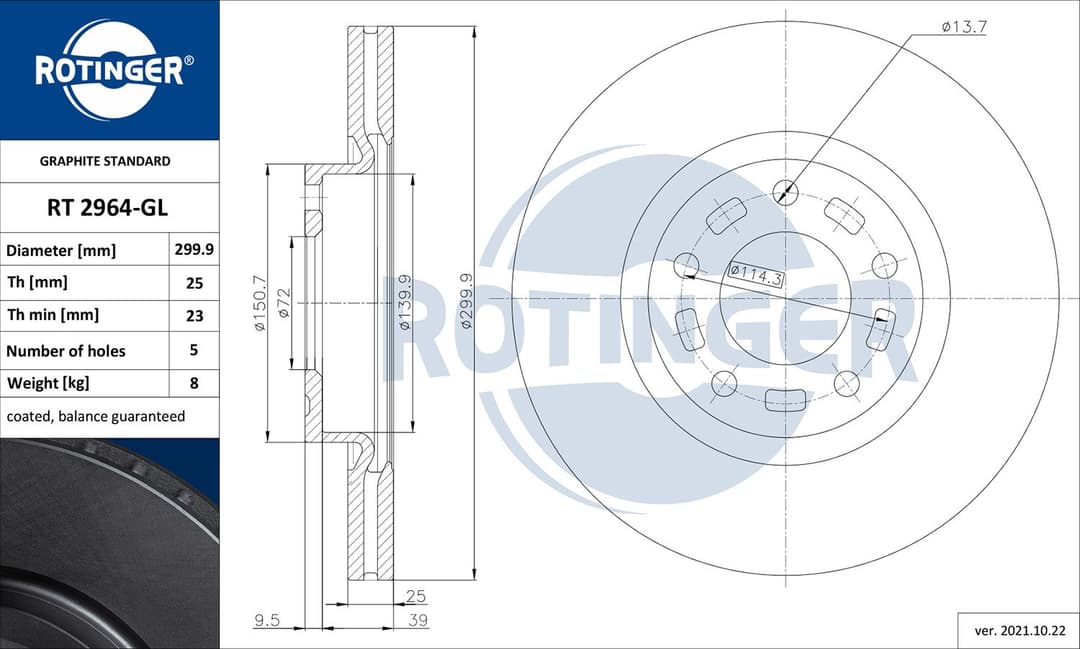 Disc frana ROTINGER RT 2964-GL
