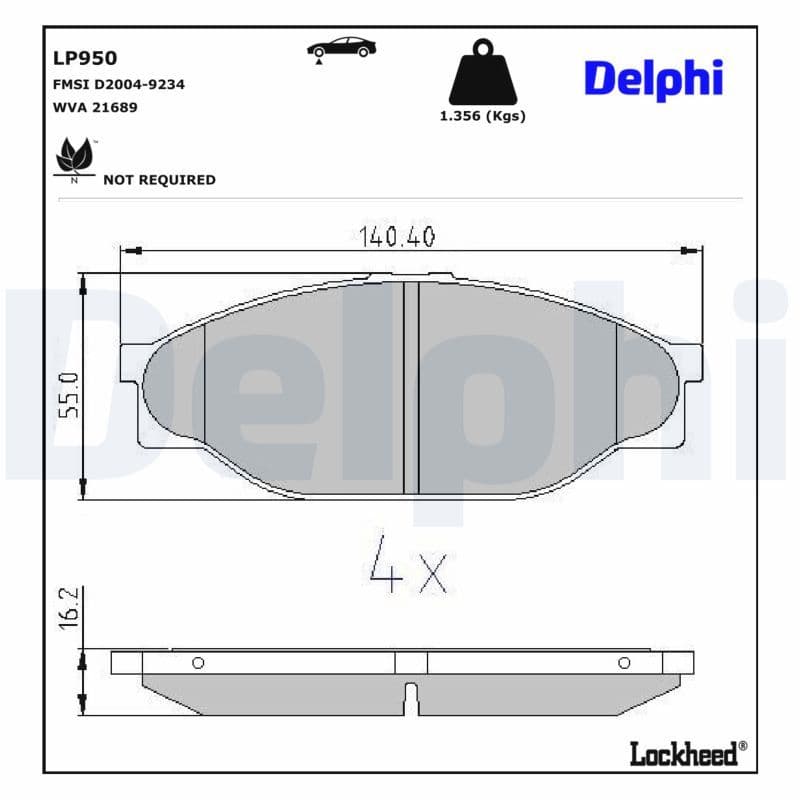 set placute frana,frana disc DELPHI LP950