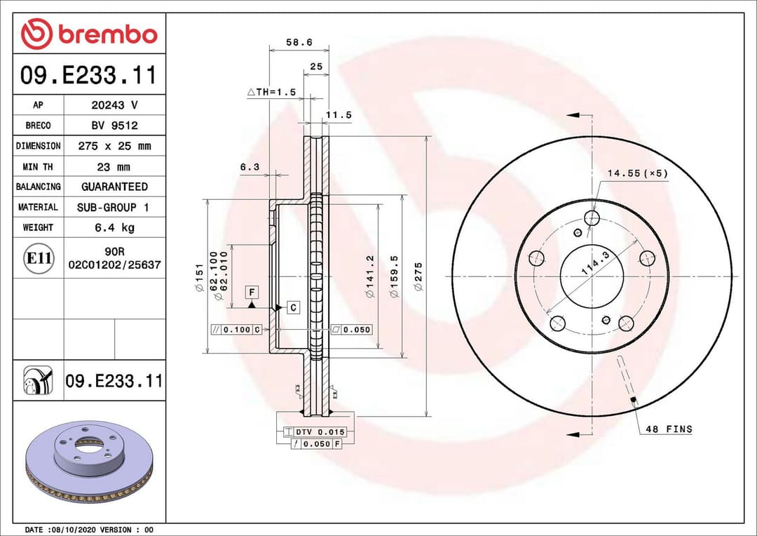 Disc frana BREMBO 09.E233.11