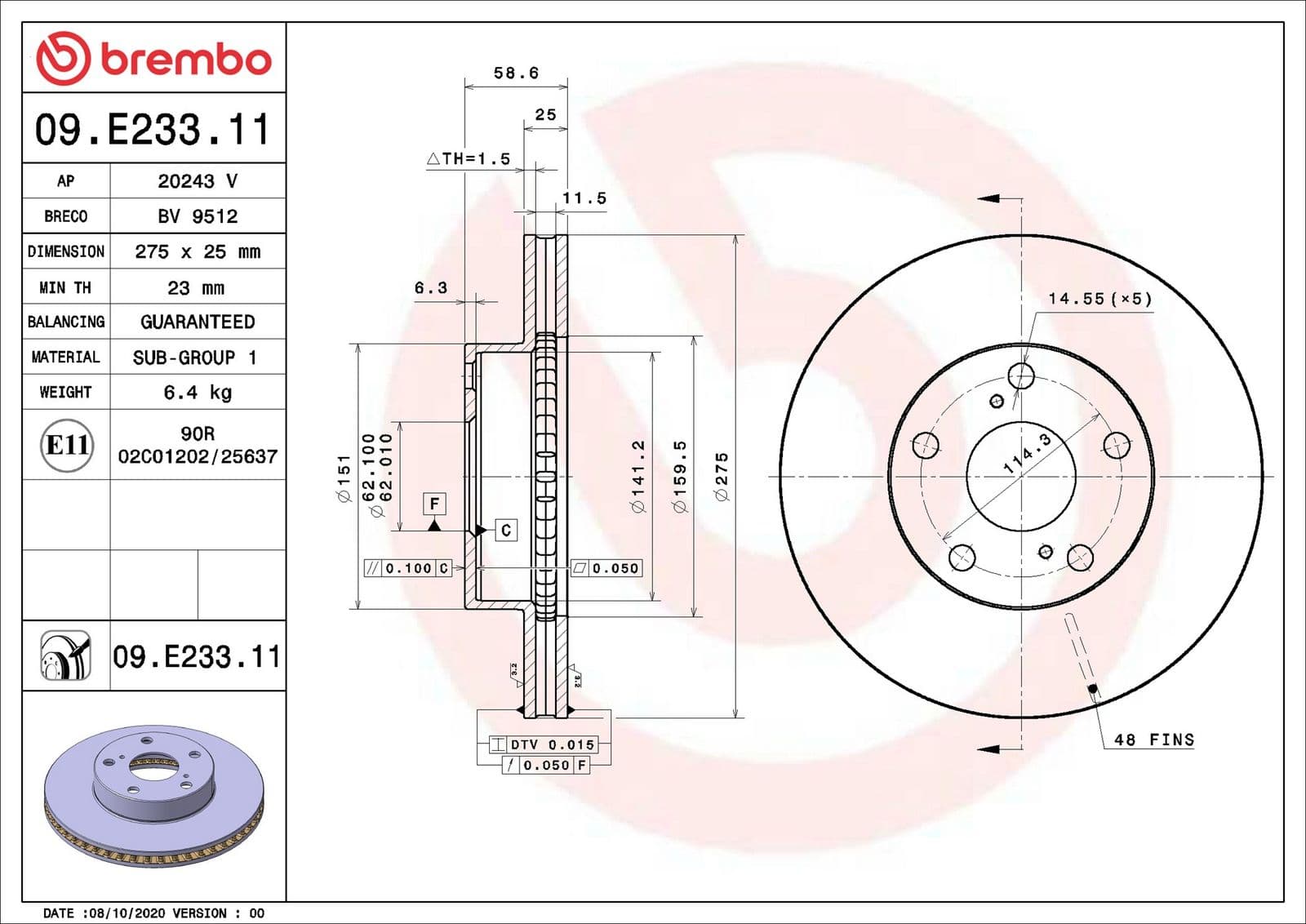 Disc frana BREMBO 09.E233.11