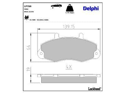 set placute frana,frana disc DELPHI LP766