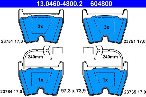 set placute frana,frana disc ATE 13.0460-4800.2