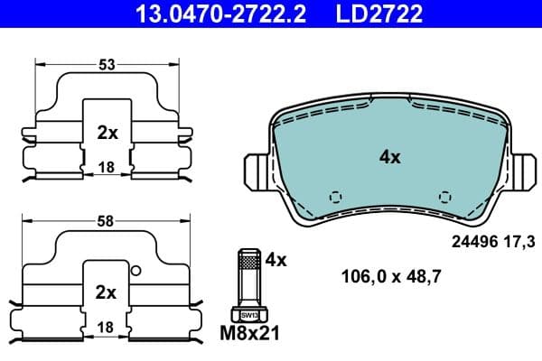 set placute frana,frana disc ATE Ceramic 13.0470-2722.2