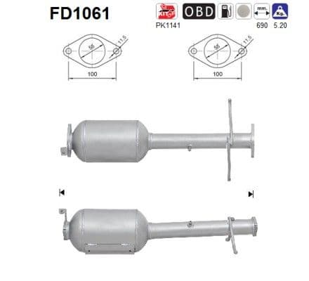 Filtru funingine/particule, sist.de esapament AS FD1061
