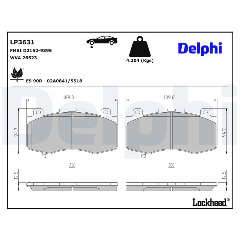set placute frana,frana disc DELPHI LP3631