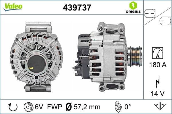 Generator / Alternator VALEO ORIGINS NEW OE TECHNOLOGY 439737