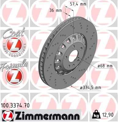 Disc frana ZIMMERMANN FORMULA Z 100.3374.70