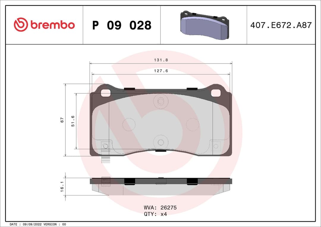 set placute frana,frana disc BREMBO PRIME LINE P 09 028