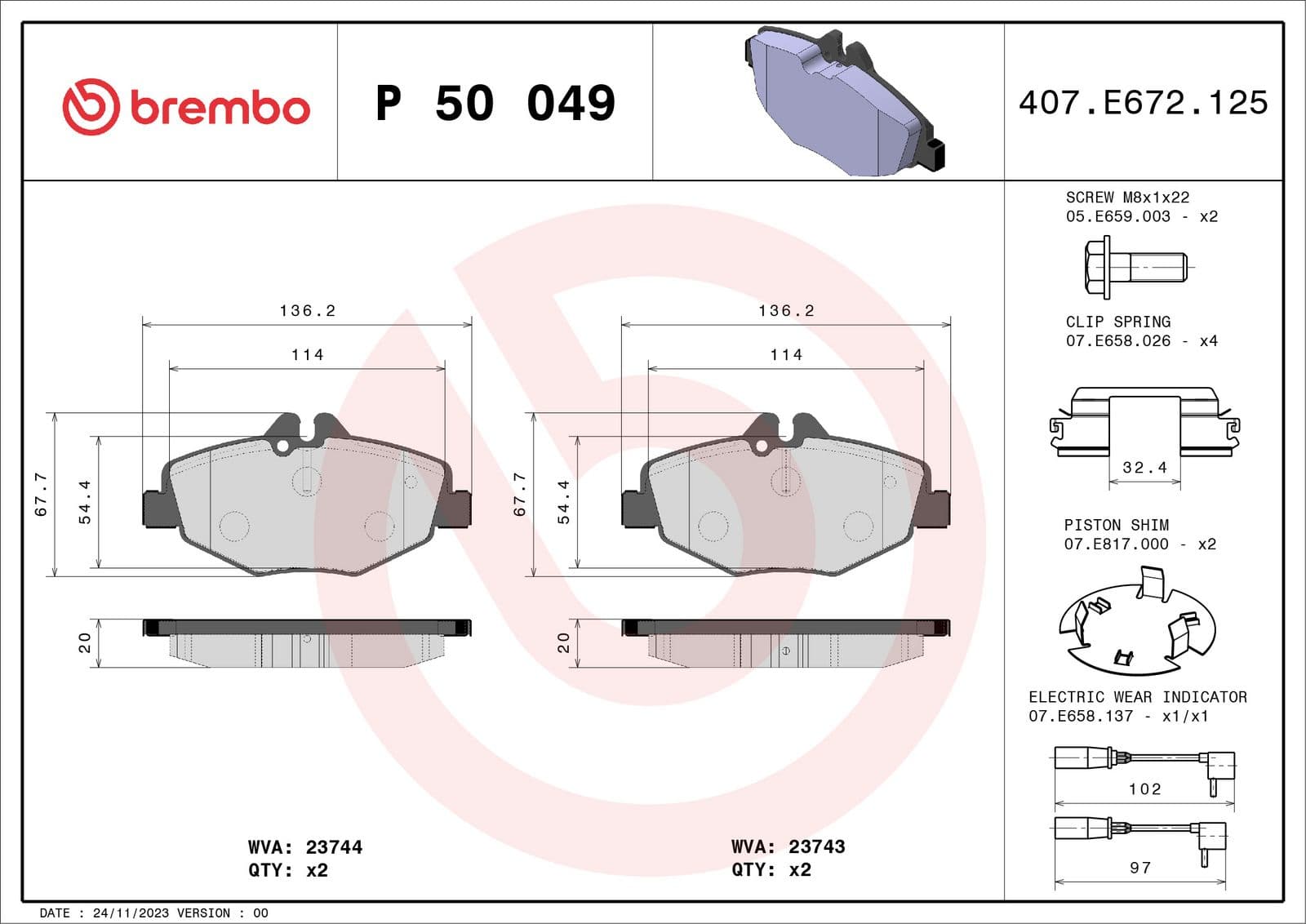 set placute frana,frana disc BREMBO PRIME LINE P 50 049