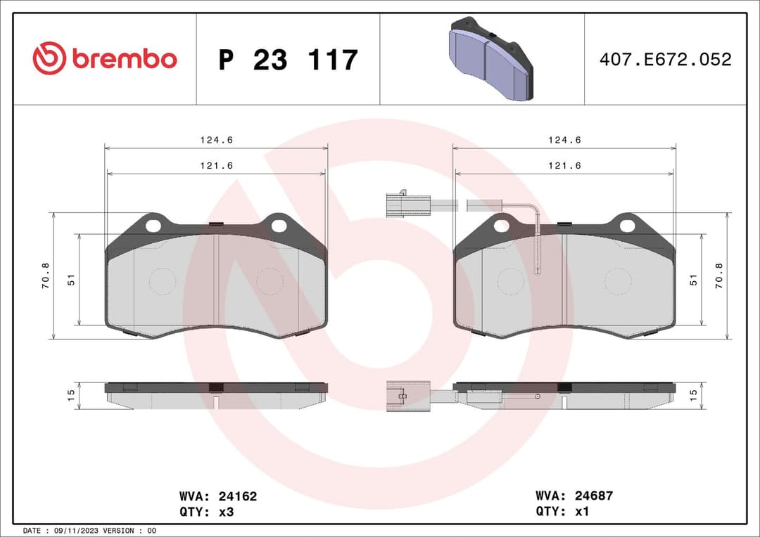set placute frana,frana disc BREMBO PRIME LINE P 23 117