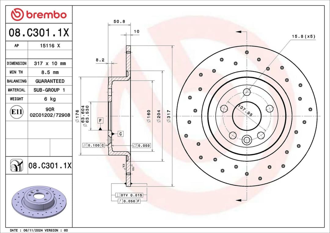 Disc frana BREMBO 08.C301.1X