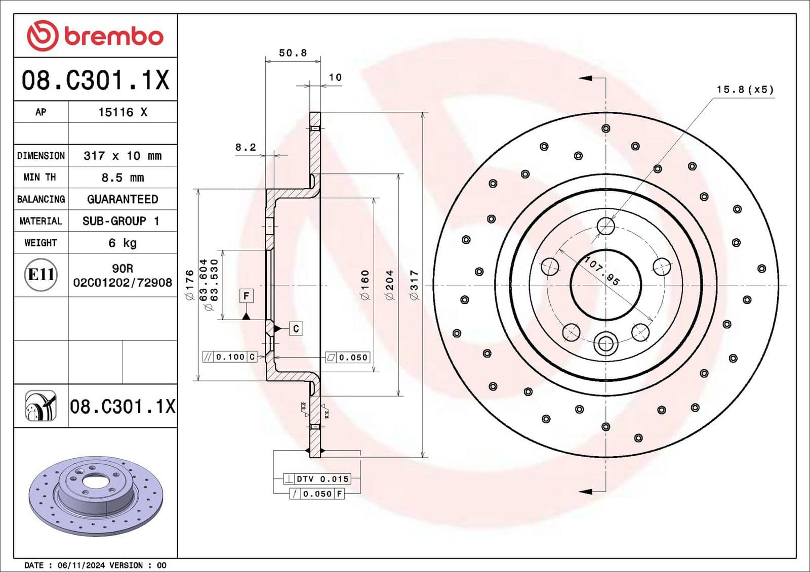 Disc frana BREMBO 08.C301.1X