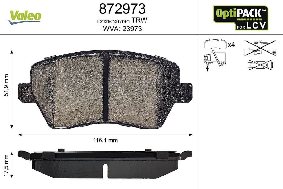 set placute frana,frana disc VALEO 872973
