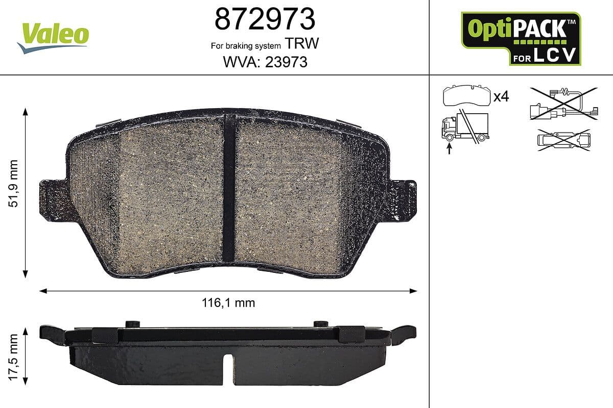 set placute frana,frana disc VALEO 872973