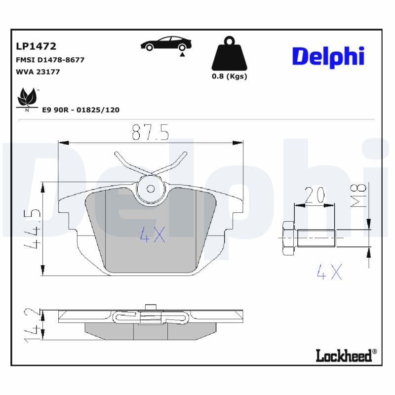set placute frana,frana disc DELPHI LP1472