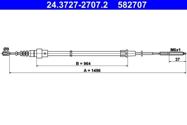 Cablu, frana de parcare ATE 24.3727-2707.2