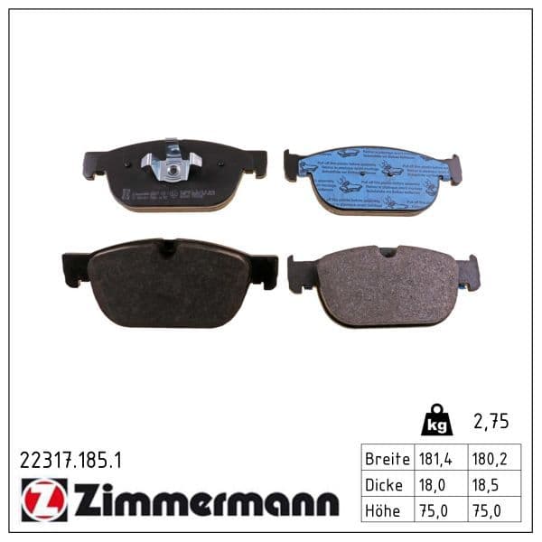 set placute frana,frana disc ZIMMERMANN 22317.185.1