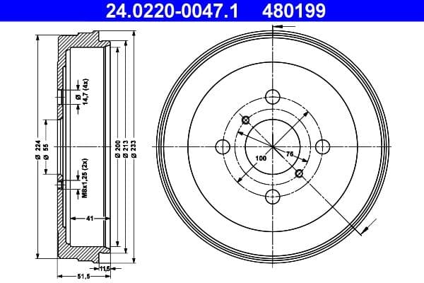 Tambur frana ATE 24.0220-0047.1