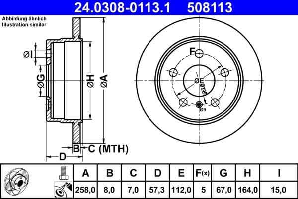 Disc frana ATE 24.0308-0113.1