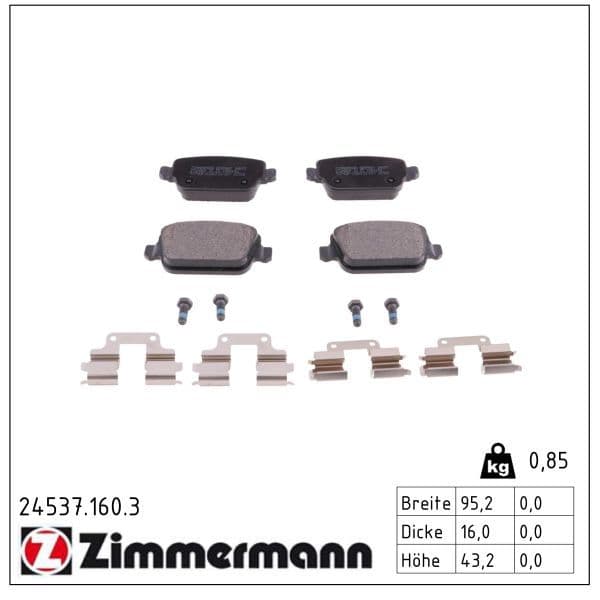 set placute frana,frana disc ZIMMERMANN 24537.160.3