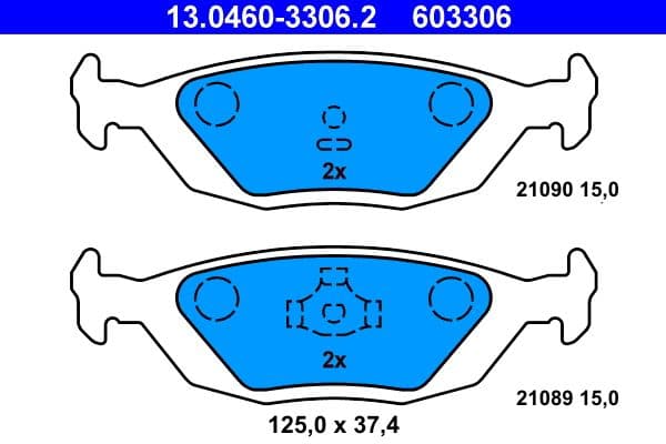 set placute frana,frana disc ATE 13.0460-3306.2