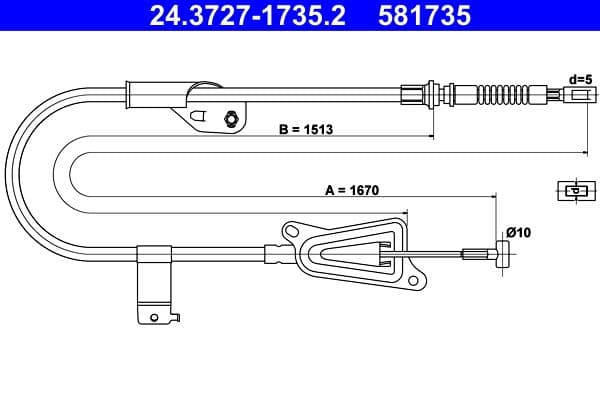 Cablu, frana de parcare ATE 24.3727-1735.2