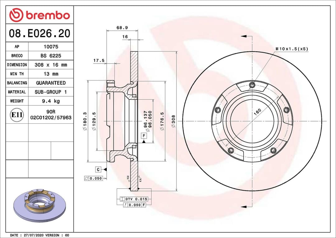 Disc frana BREMBO PRIME LINE 08.E026.20