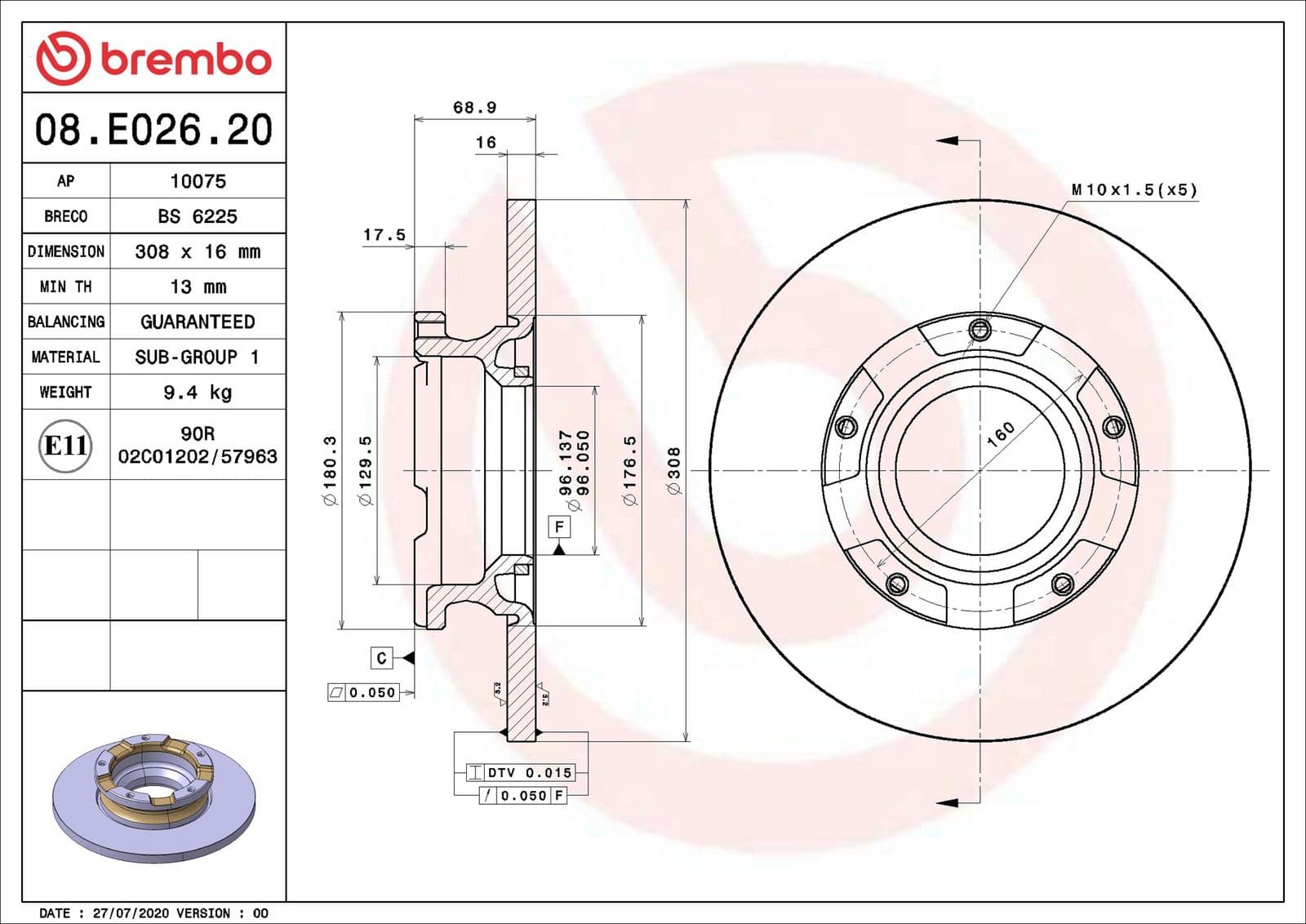 Disc frana BREMBO PRIME LINE 08.E026.20