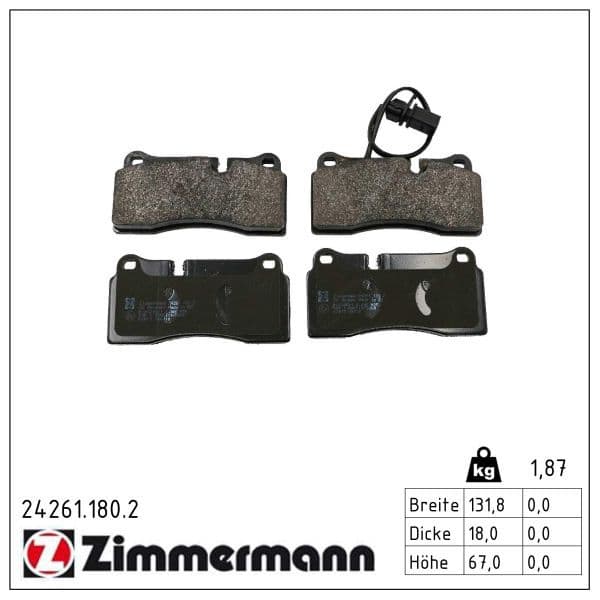 set placute frana,frana disc ZIMMERMANN 24261.180.2