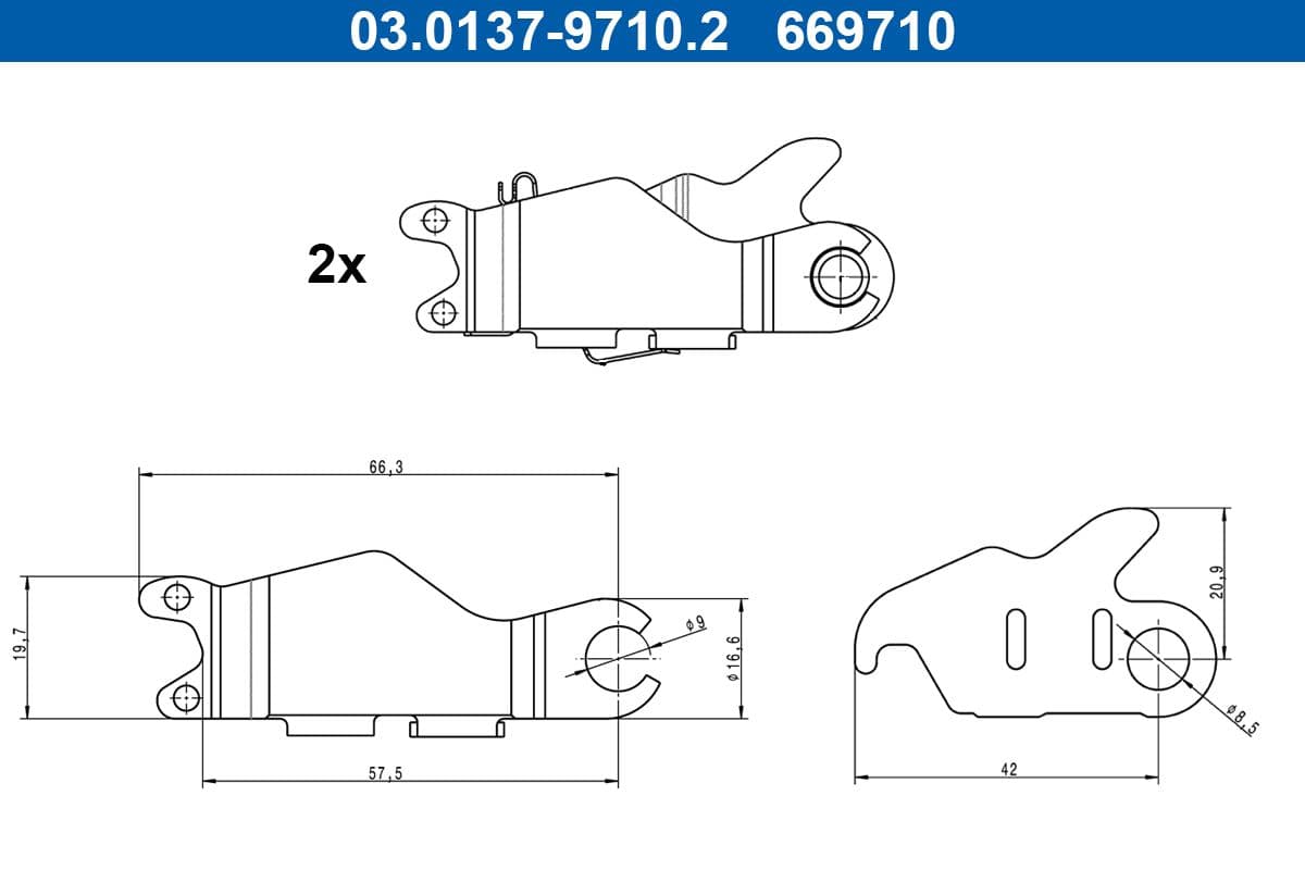 set accesorii, saboti frana parcare ATE 03.0137-9710.2