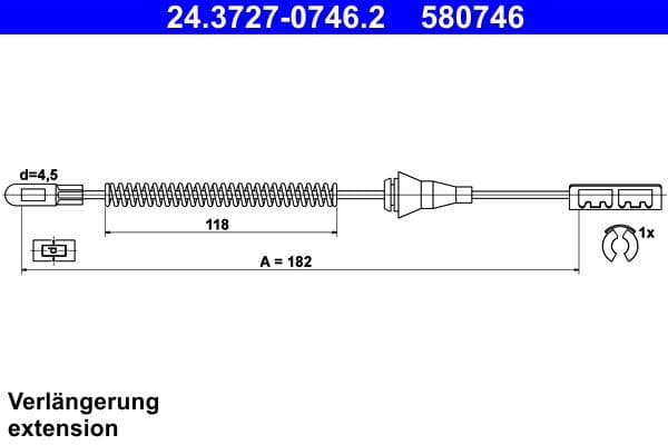 Cablu, frana de parcare ATE 24.3727-0746.2