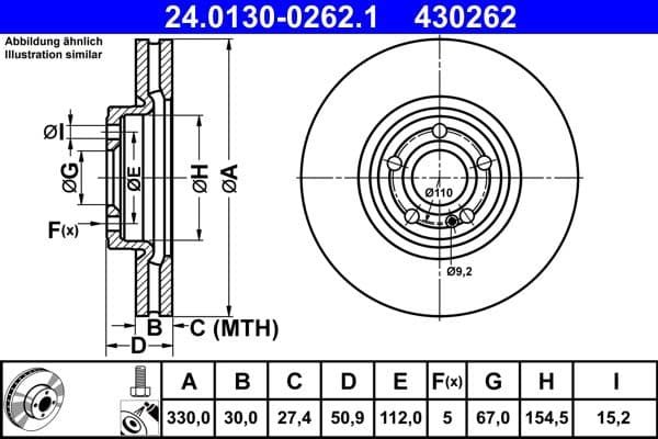 Disc frana ATE 24.0130-0262.1