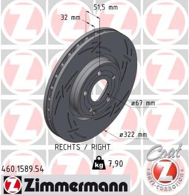 Disc frana ZIMMERMANN BLACK Z 460.1589.54