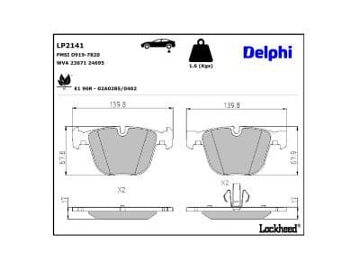 set placute frana,frana disc DELPHI LP2141