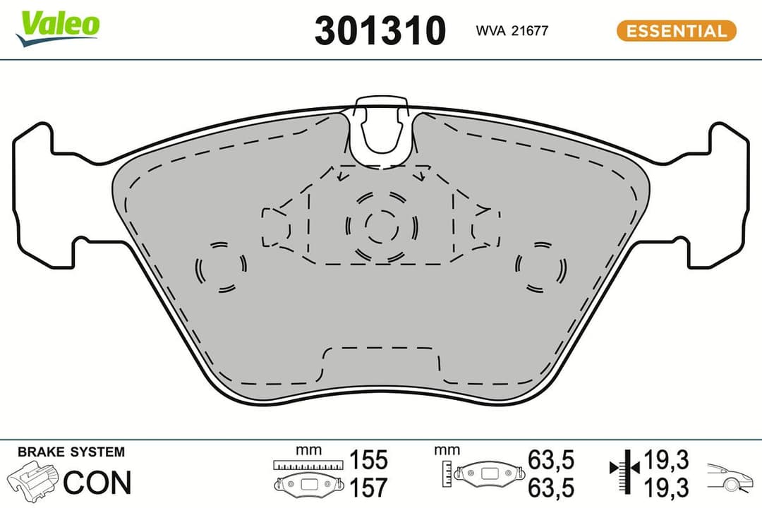 set placute frana,frana disc VALEO ESSENTIAL 301310