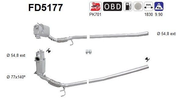 Filtru funingine/particule, sist.de esapament AS FD5177