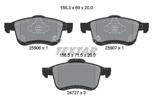 set placute frana,frana disc TEXTAR Q+ 2590601
