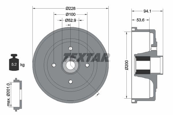 Tambur frana TEXTAR 94041100