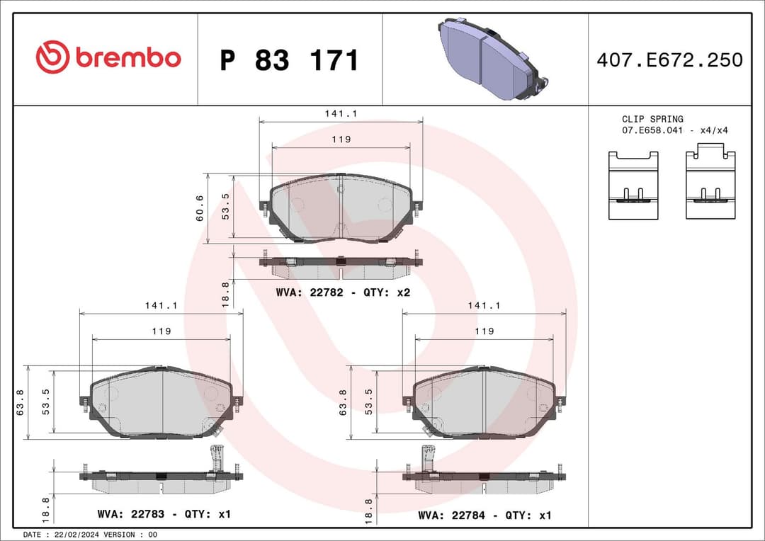 set placute frana,frana disc BREMBO PRIME LINE P 83 171