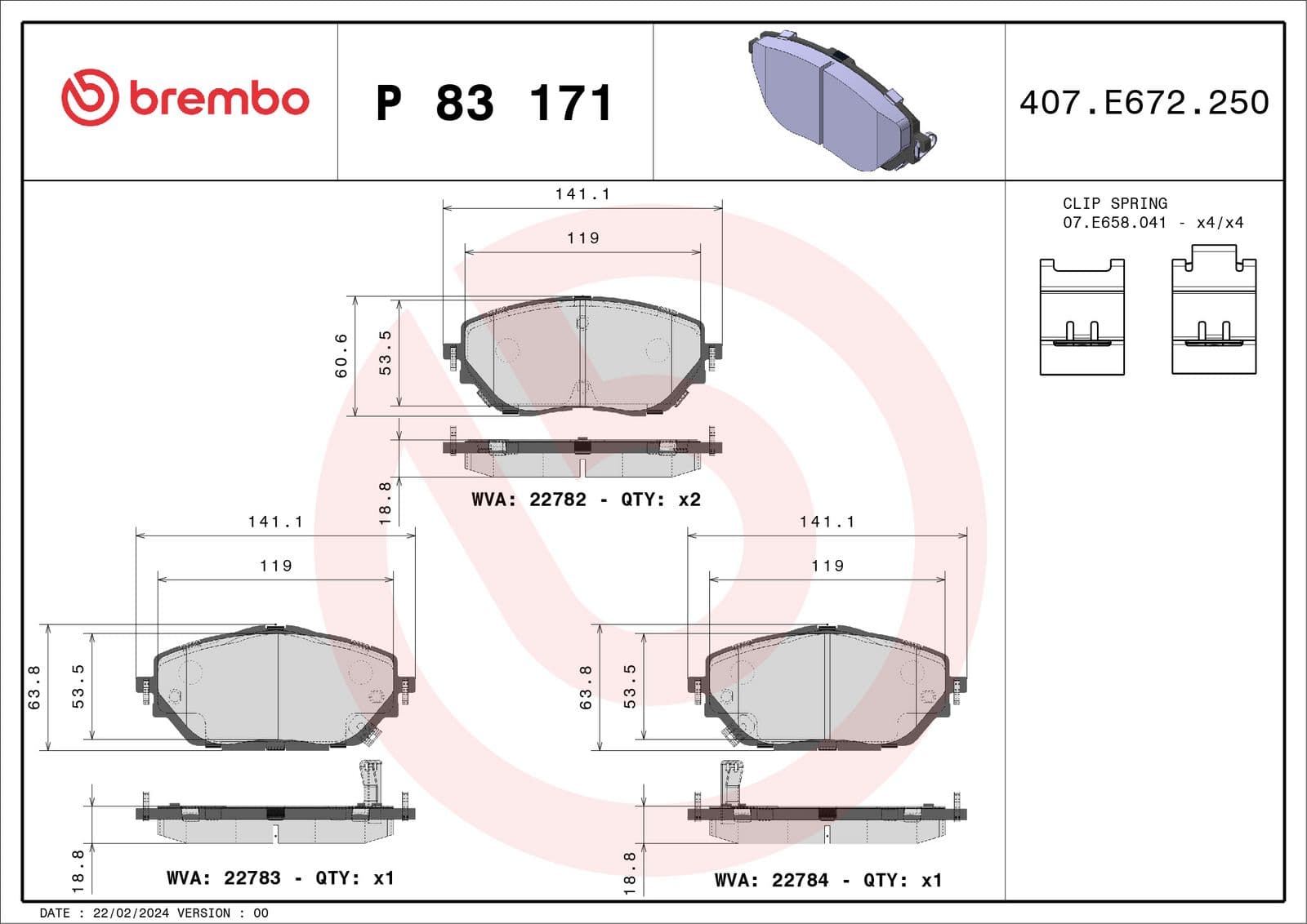 set placute frana,frana disc BREMBO PRIME LINE P 83 171
