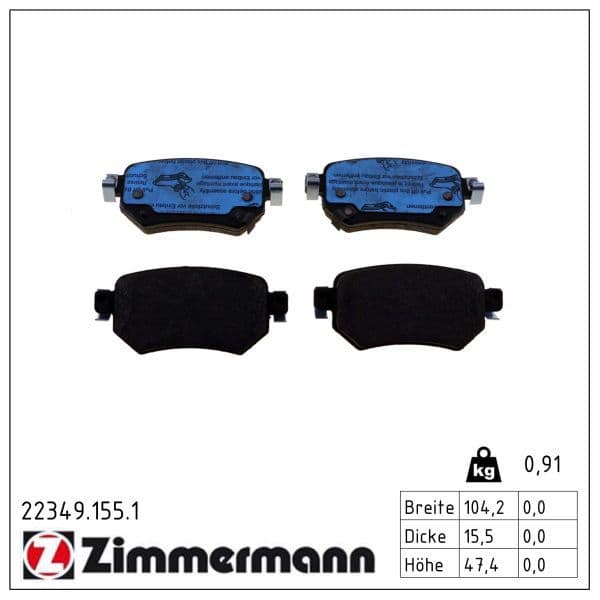 set placute frana,frana disc ZIMMERMANN 22349.155.1