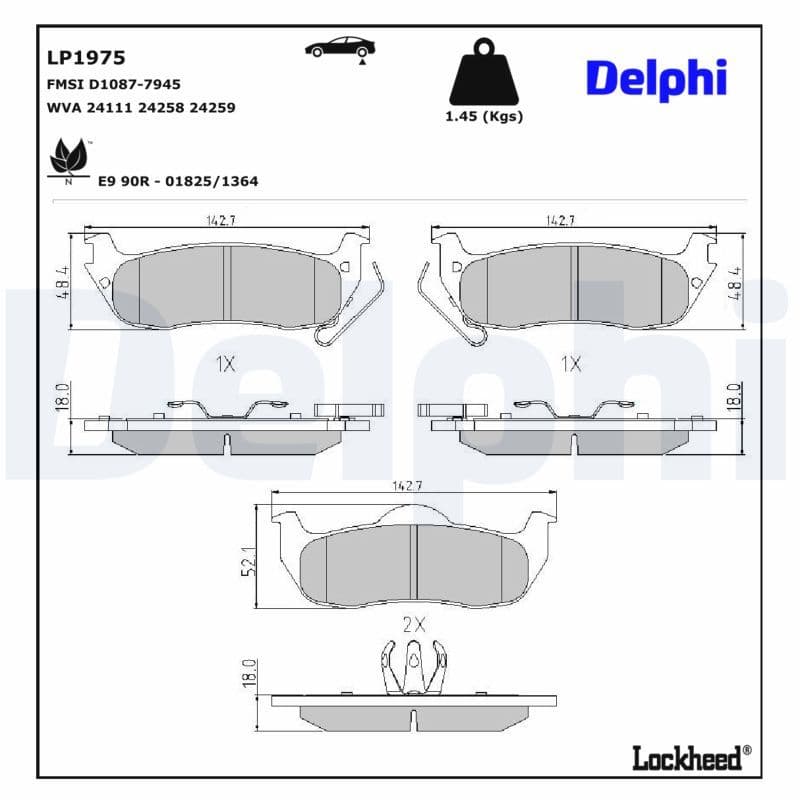 set placute frana,frana disc DELPHI LP1975