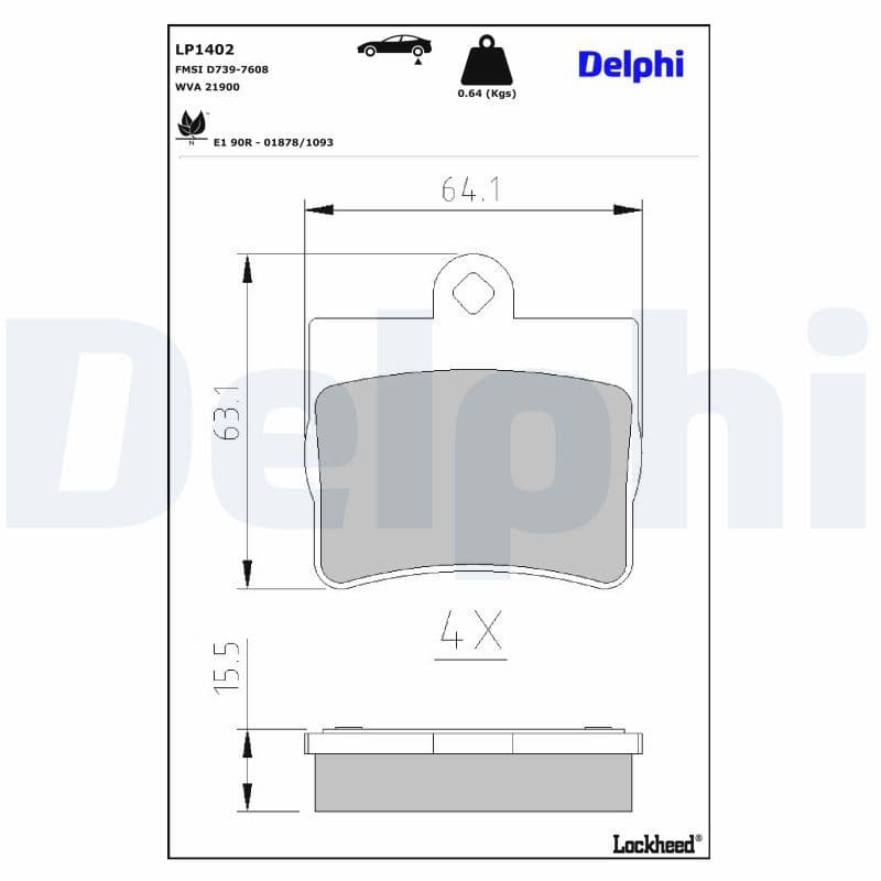 set placute frana,frana disc DELPHI LP1402