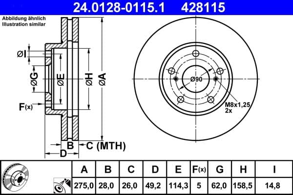 Disc frana ATE 24.0128-0115.1