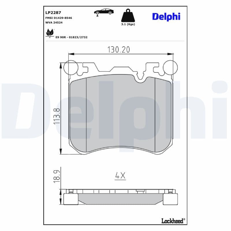 set placute frana,frana disc DELPHI LP2287