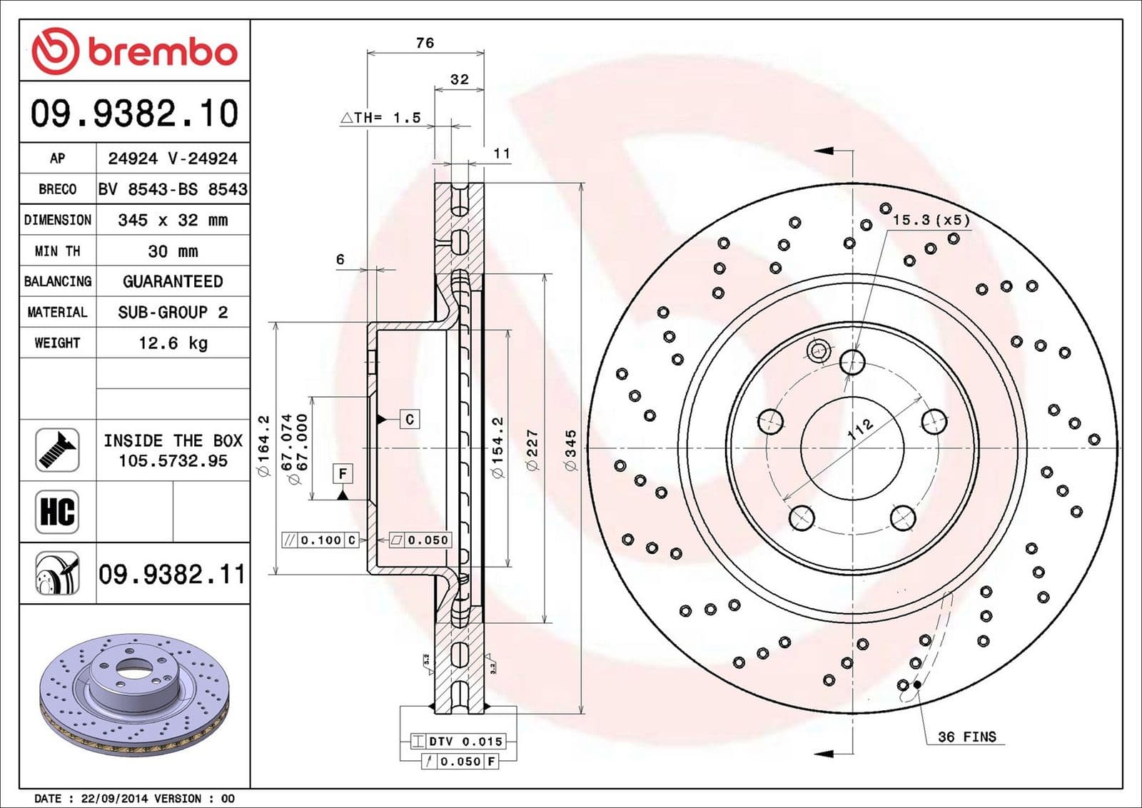 Disc frana BREMBO 09.9382.11