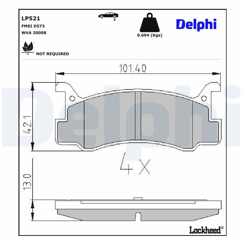 set placute frana,frana disc DELPHI LP521