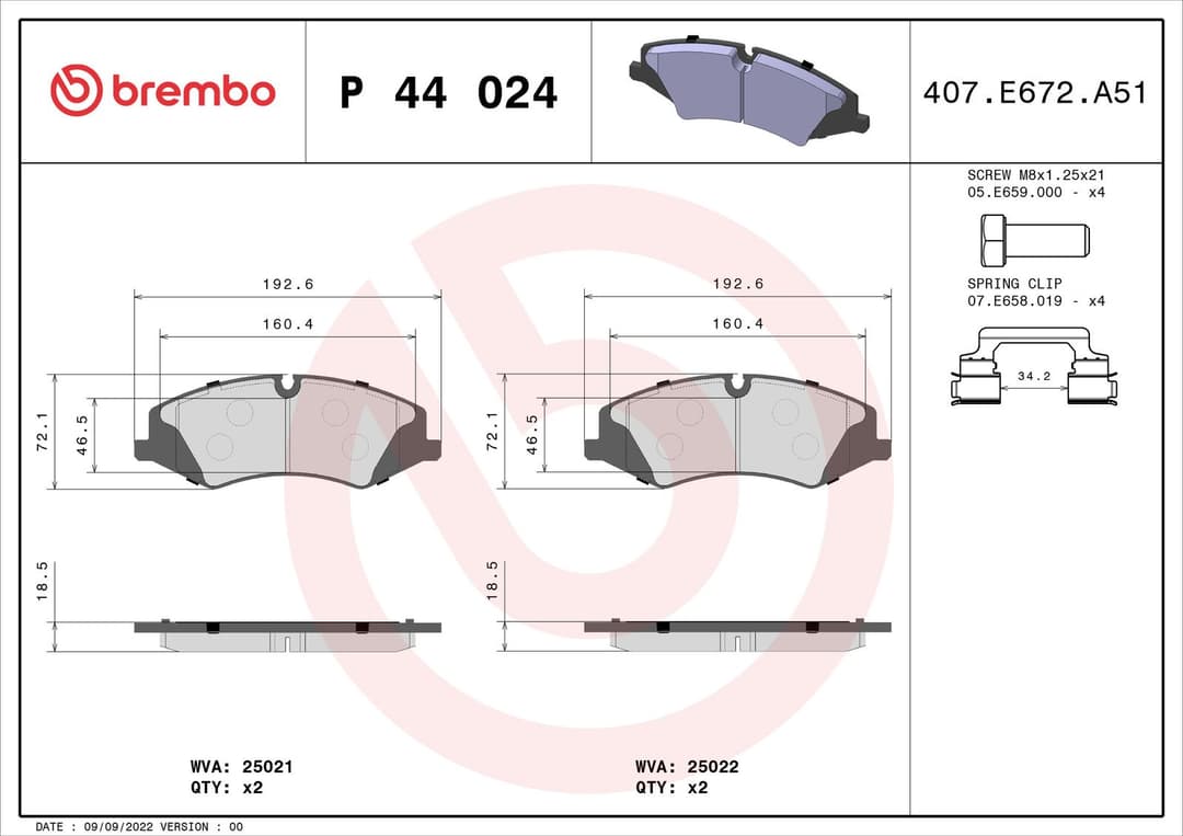 set placute frana,frana disc BREMBO PRIME LINE P 44 024