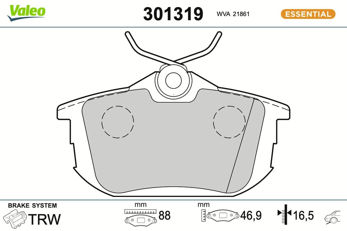 set placute frana,frana disc VALEO ESSENTIAL 301319